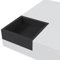 Tavolino da caffè lucido, tavolino con scatola portaoggetti rimovibile ed effetto luce LED, 72×72×30 cm, Bianco