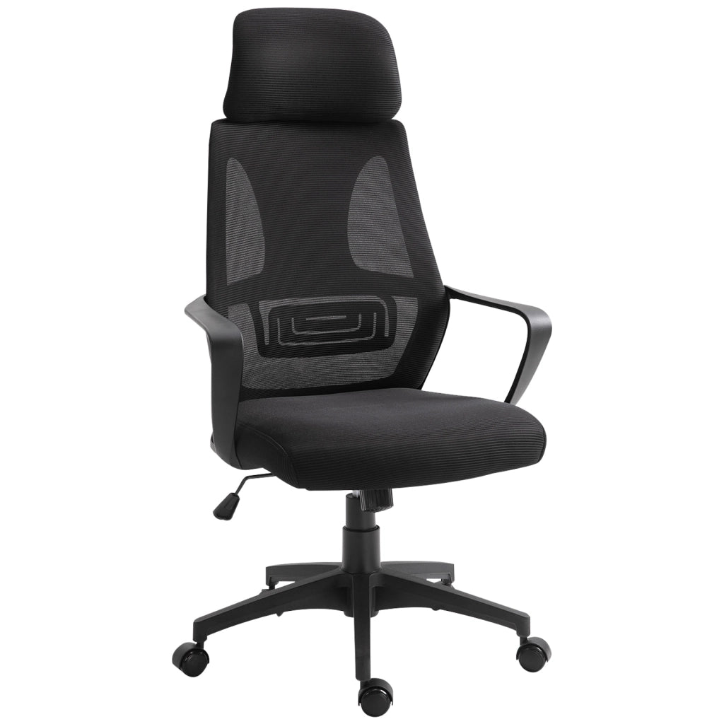 Sedia da Ufficio con Braccioli Poggiatesta Funzione Basculante Nero ¨C Xylo ¨C 64x55x116-126 cm