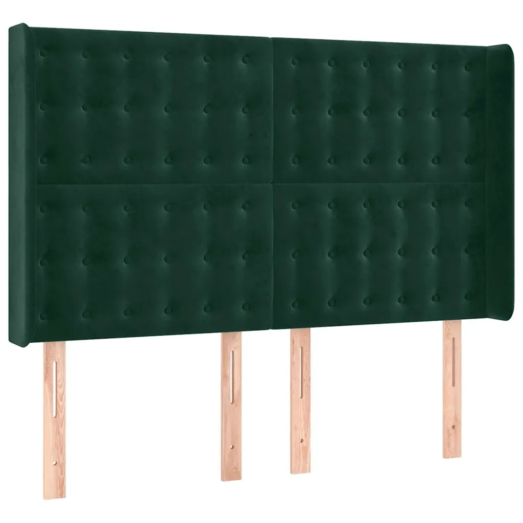 Testiera | Testata a LED Verde Scuro 147x16x118/128 cm in Velluto