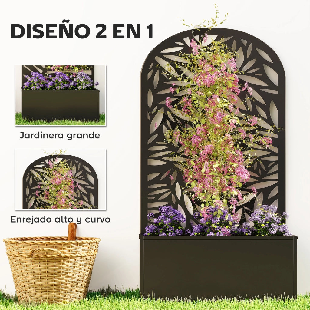 Fioriera con Schermo Privacy Curvo in Metallo ¨C Xylo ¨C Nero 61x23x113 cm