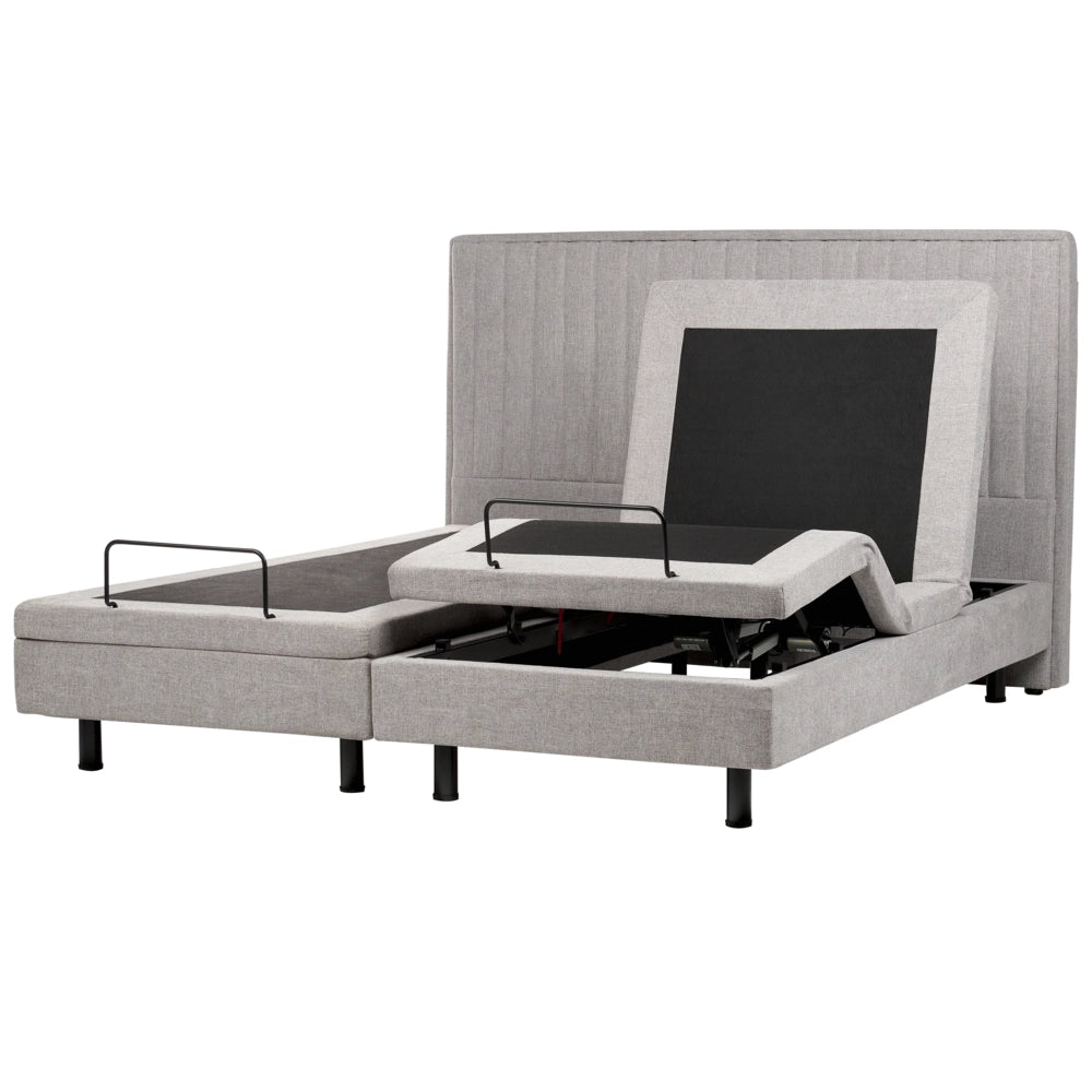 Letto Tessuto Grigio Chiaro Elettrico Regolabile con Telecomando 180 x 200 cm