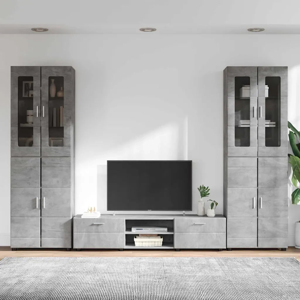 Set mobile TV FLORIN 3 pcs Grigio cemento Legno multistrato