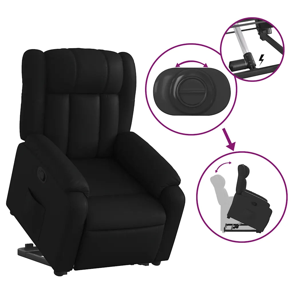 Poltrona Alzapersona Reclinabile Nera in Similpelle 3205264