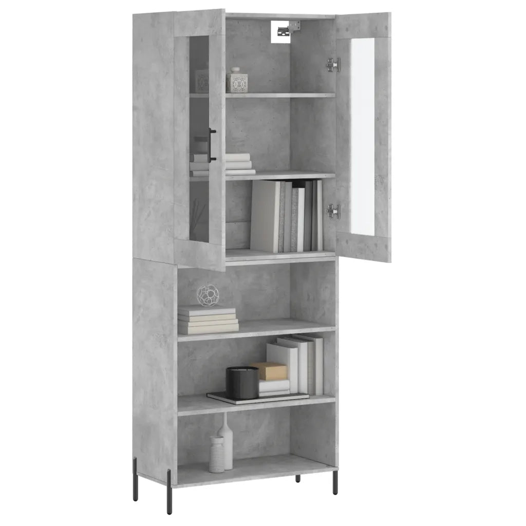 Credenza-Buffet-Armadio da cucina Grigio Cemento 69,5x34x180 cm in Legno Multistrato 133971