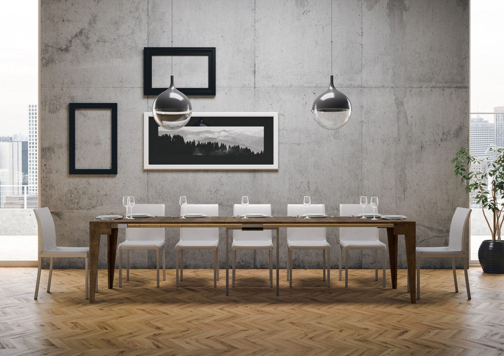 Consolle Allungabile 90-302x42x77 cm in Nobilitato Marrone