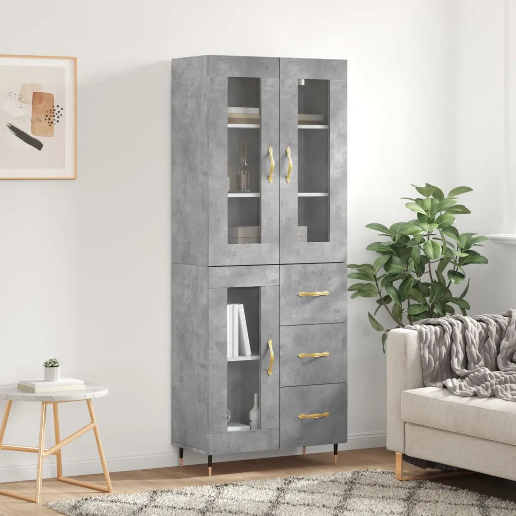 Credenza-Buffet-Armadio da cucina Grigio Cemento 69,5x34x180 cm in Legno Multistrato 613225