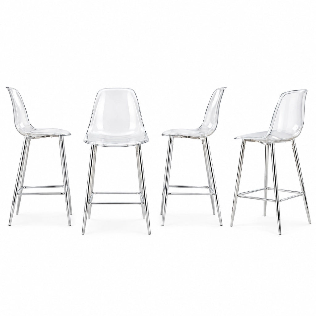 Set di sgabelli trasparenti con struttura in metallo