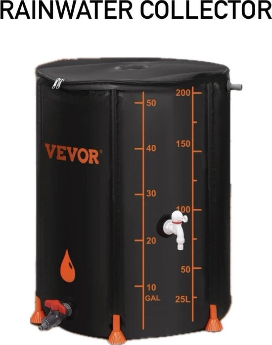 Serbatoio d'acqua collaudabile - Capacità 201 L - Materiale duraturo - Colore nero