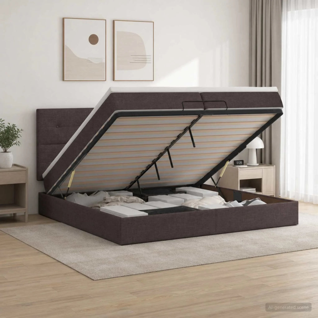 Letto Ottomano con Materasso e LED Marrone Scuro 200 x 200 cm 3458100
