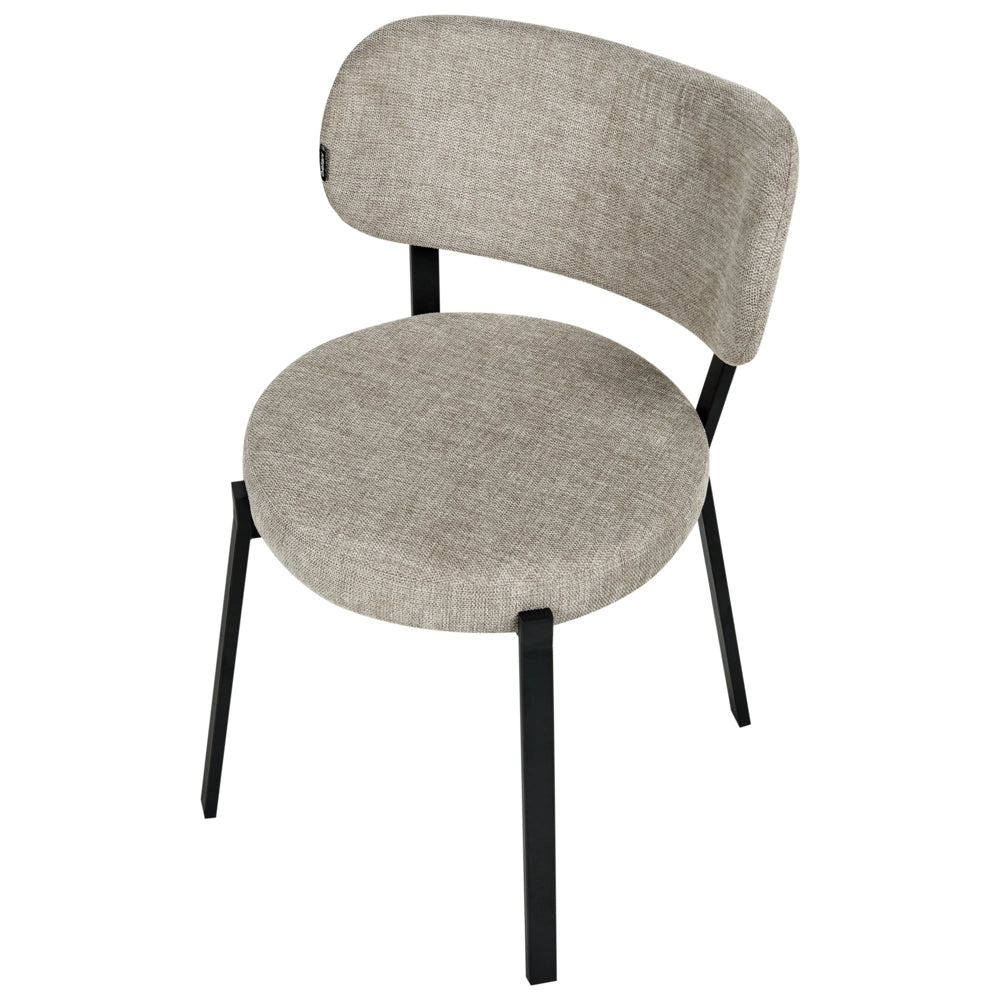 Set di 2 sedie da pranzo in tessuto Seduta imbottita Gambe in ferro beige stile elegante