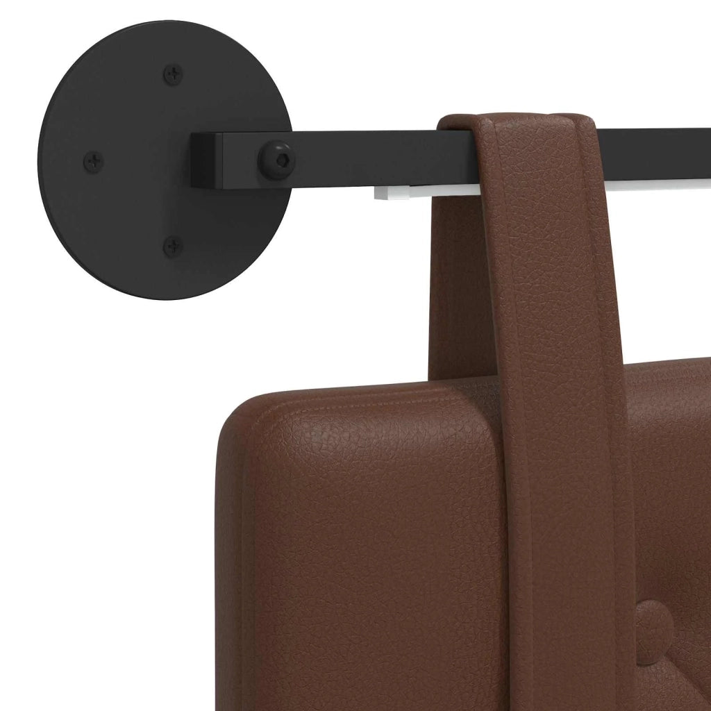 Testiera sospesa Con luce LED Marrone Similpelle