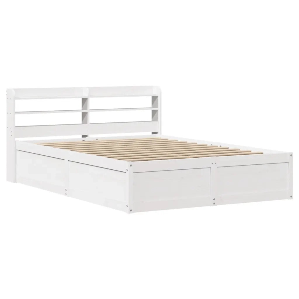 Giroletto con Testiera Bianco 135x190 cm Legno Massello di Pino 3307099