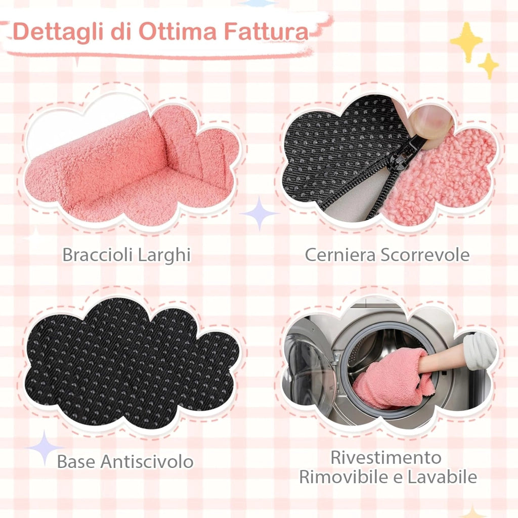 Divano Pieghevole per Bambini, Divanetto Trasformabile 2 in 1 con Rivestimento in Tessuto Morbido e Fondo Antiscivolo, Poltrona Letto Comodo per Bambini per Camere da Letto e Soggiorno (Rosa)