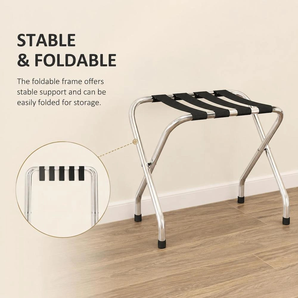Luggage Rack, Black And Silver, 56x40x49 Cm