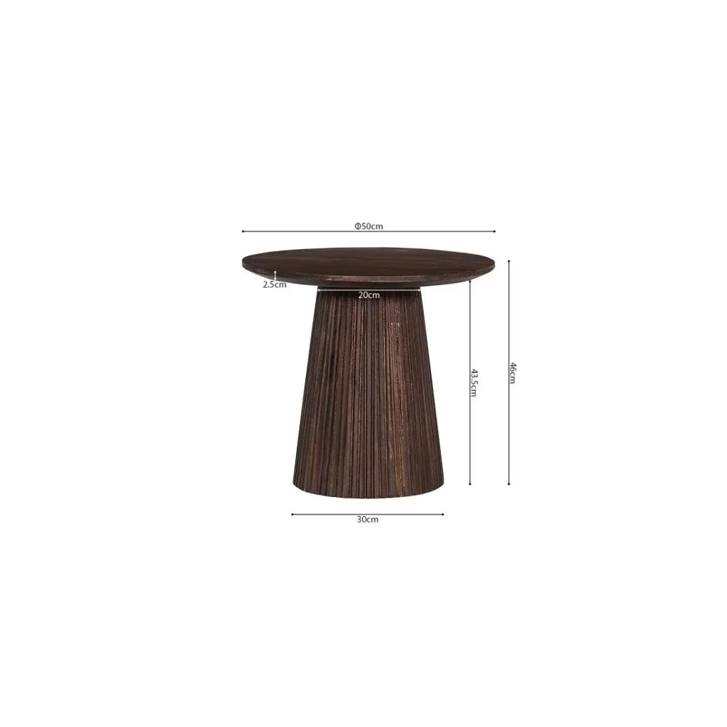 Tavolino basso rotondo MITCHEL – Legno esotico di mango marrone diametro 50 cm