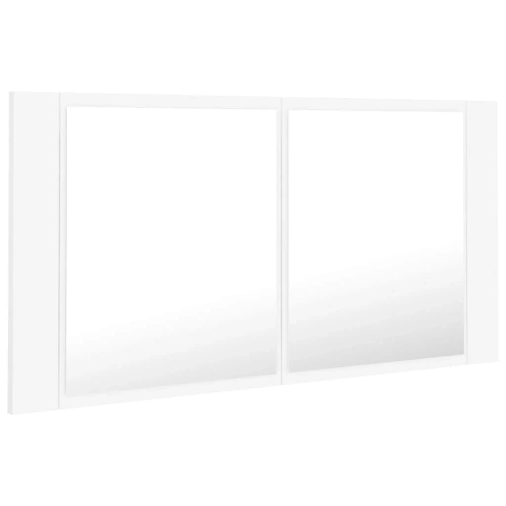 Mobiletto da bagno con specchio LED bianco 90 x 12 x 45 cm acrilico 02_0006652