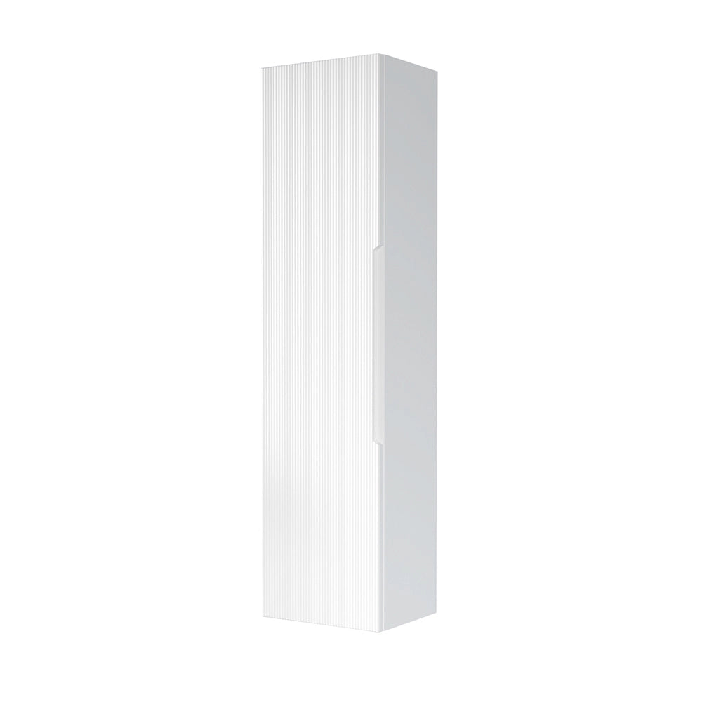 Colonna bagno sospesa H 138 cm bianco opaco cannettato con ripiani Rigo