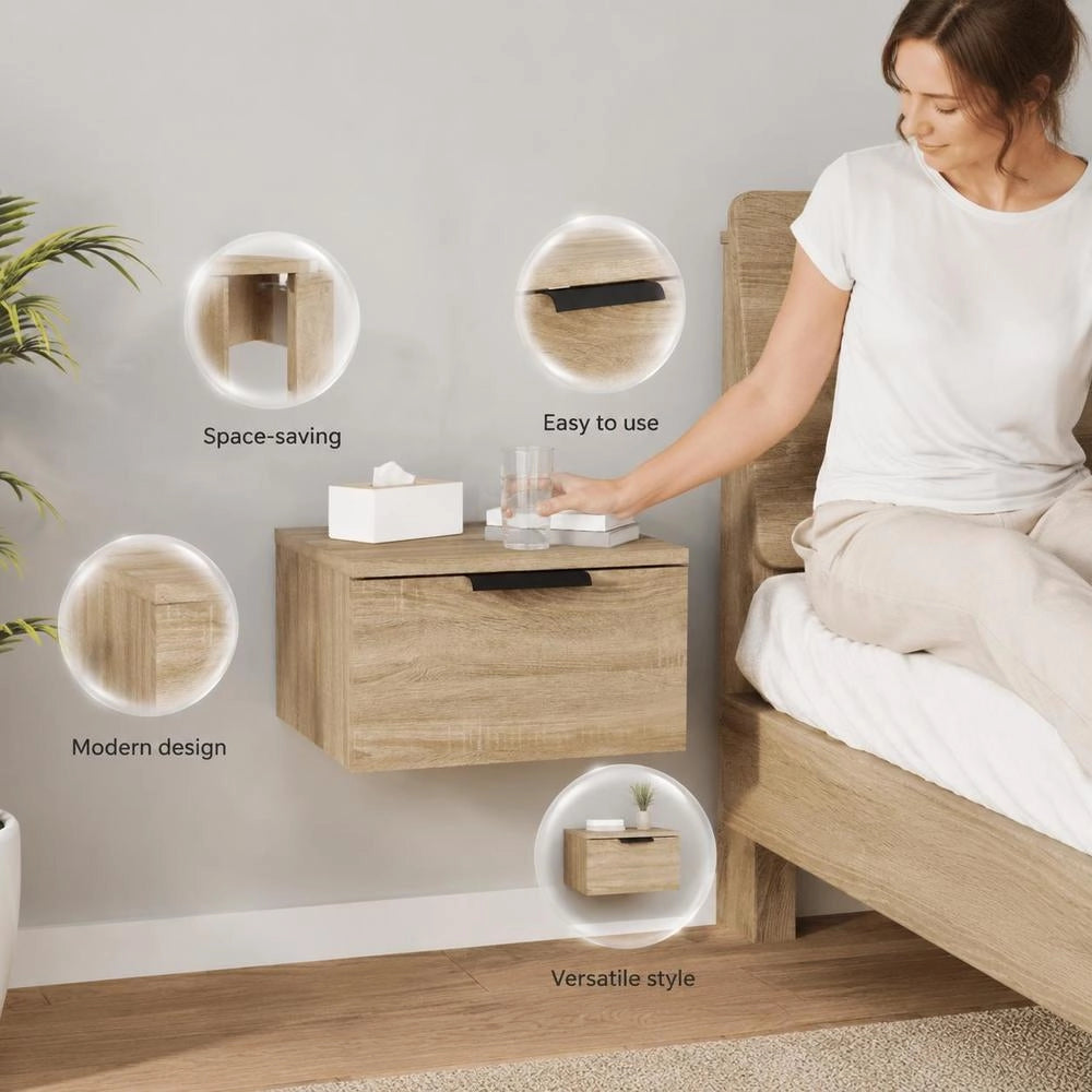 Wall-mounted Bedside Table Sonoma Oak 34x30x20 Cm