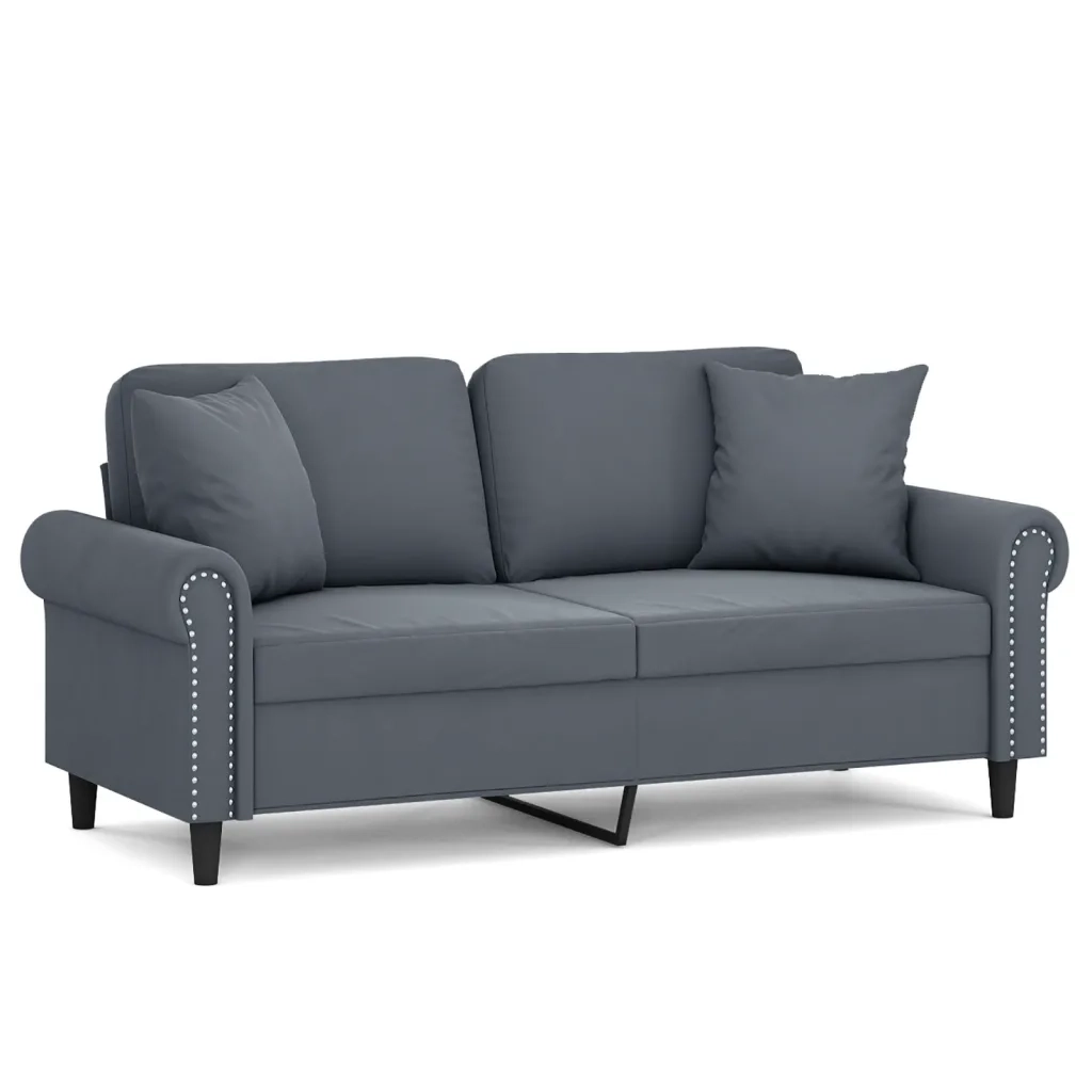 Divano a 2 Posti con Cuscini-Sofa 2 Posti con Cuscini Grigio Scuro 140 cm in Velluto 889472