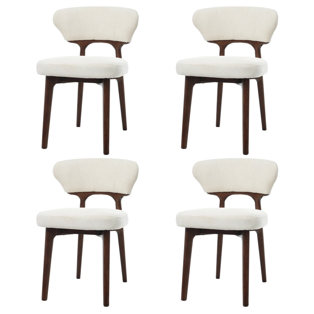 Set di 2 sedie da pranzo in legno massello e ciniglia; beige chiaro