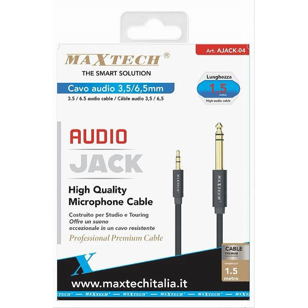 Trade Shop - Cavo Aux Audio Jack Da 3,5 Mm A 6,5 ​​mm Stereo Alta Qualità 1.5 Metri Ajack-04 -
