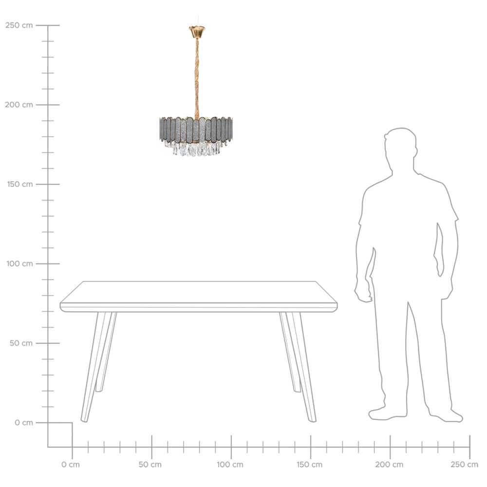 Lampadario in ottone e cristalli di vetro ⌀ 46 cm Lampada a sospensione stile glamour