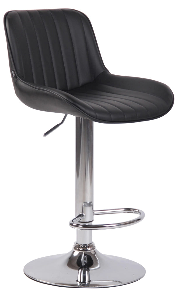 Sgabello Lentini in similpelle con poggiapiedi nero,cromo