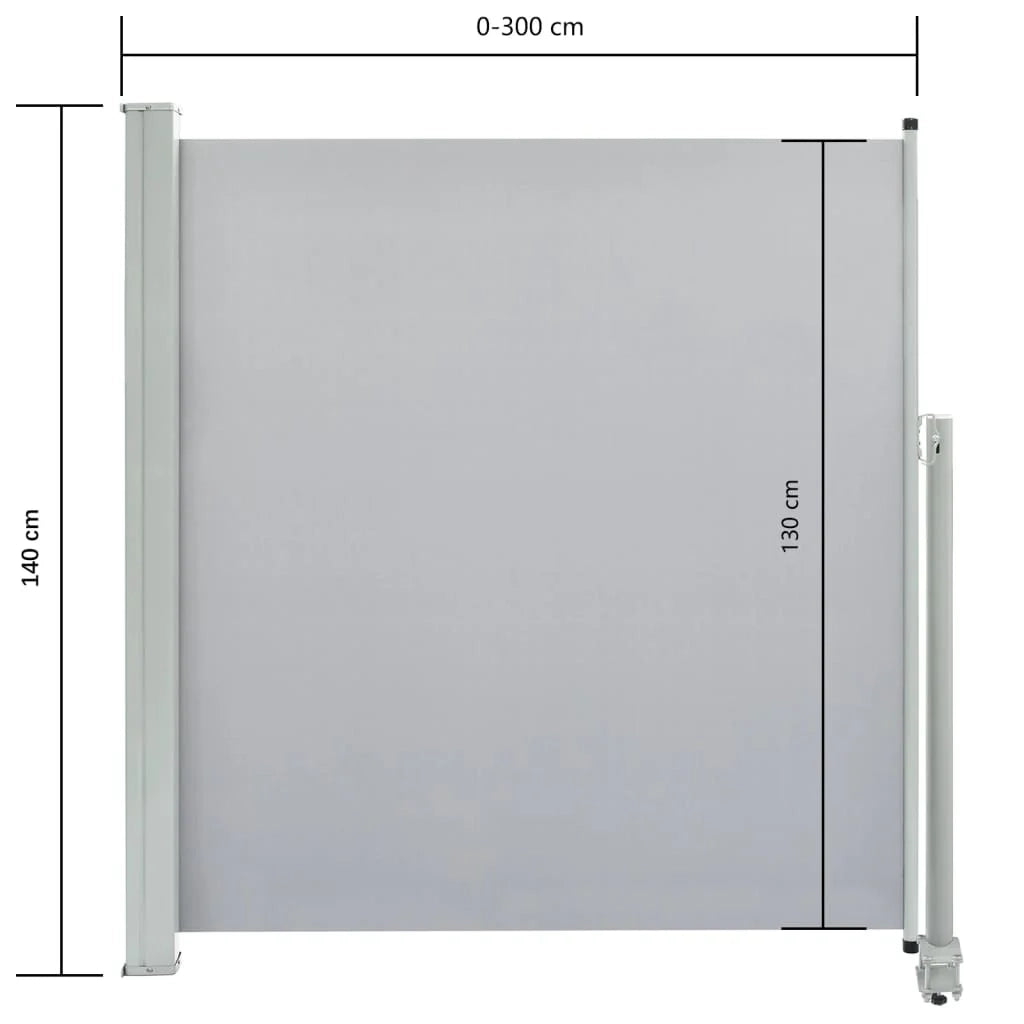 Tenda da sole parasole laterale retrattile per patio giardino terrazza balcone schermo di protezione visiva 140 x 300 cm grigio 02_0007228