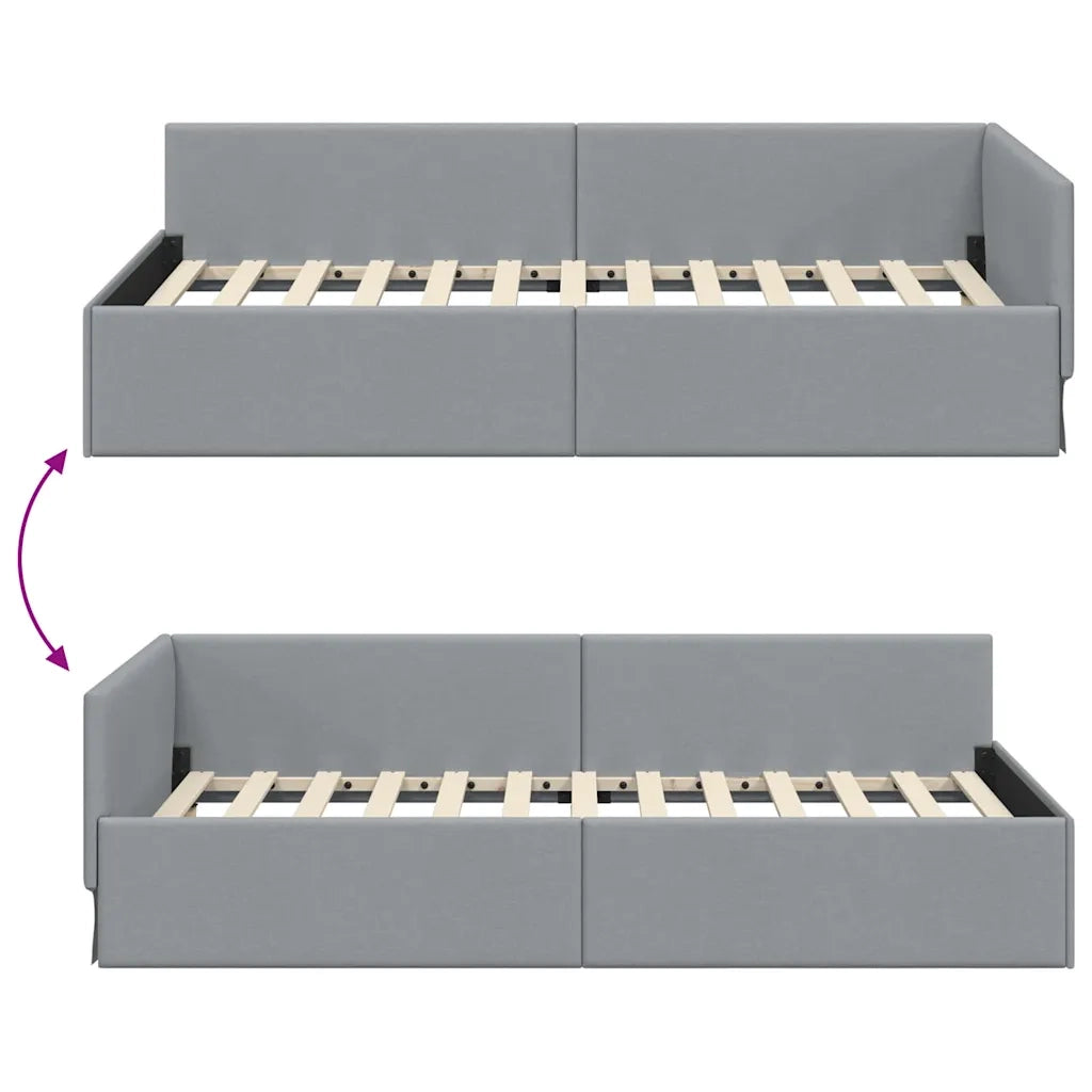 vidaXL Cornice del letto ad angolo Grigio chiaro 90 x 200 cm