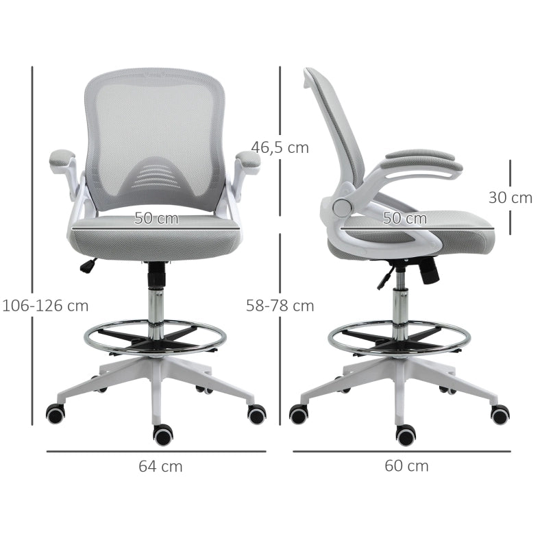 Sedia da ufficio ergonomica grigio chiaro con poggiapiedi