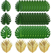 Foglie di Palma Artistiche 40 pezzi - Foglie Tropicali - Piante Monstera - Decorazione da Tavolo - Festa di Compleanno - Tela di Seta - Dimensioni 19,5 x 24,5 cm - Foglie Decorative