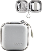 Organizzatore di viaggio mini, contenitore per accessori elettronici, può contenere cavi USB, schede SD, caricabatterie per smartphone, rattini, ecc. (8x8x4cm) - Grigio-Quadrato S