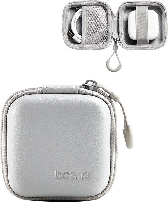 Organizzatore di viaggio mini, contenitore per accessori elettronici, può contenere cavi USB, schede SD, caricabatterie per smartphone, rattini, ecc. (8x8x4cm) - Grigio-Quadrato S