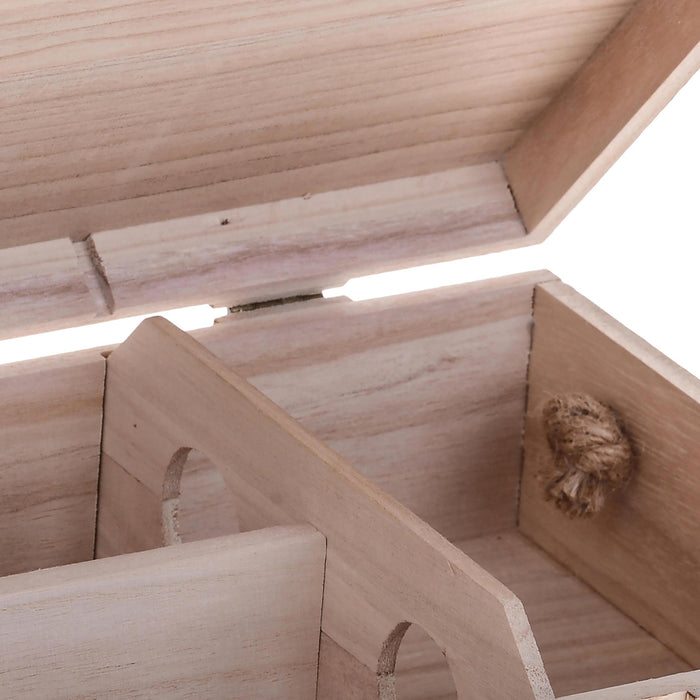 Set 2 Scatole Portabottiglie in Legno con Manico in Corda Altezza 35 cm