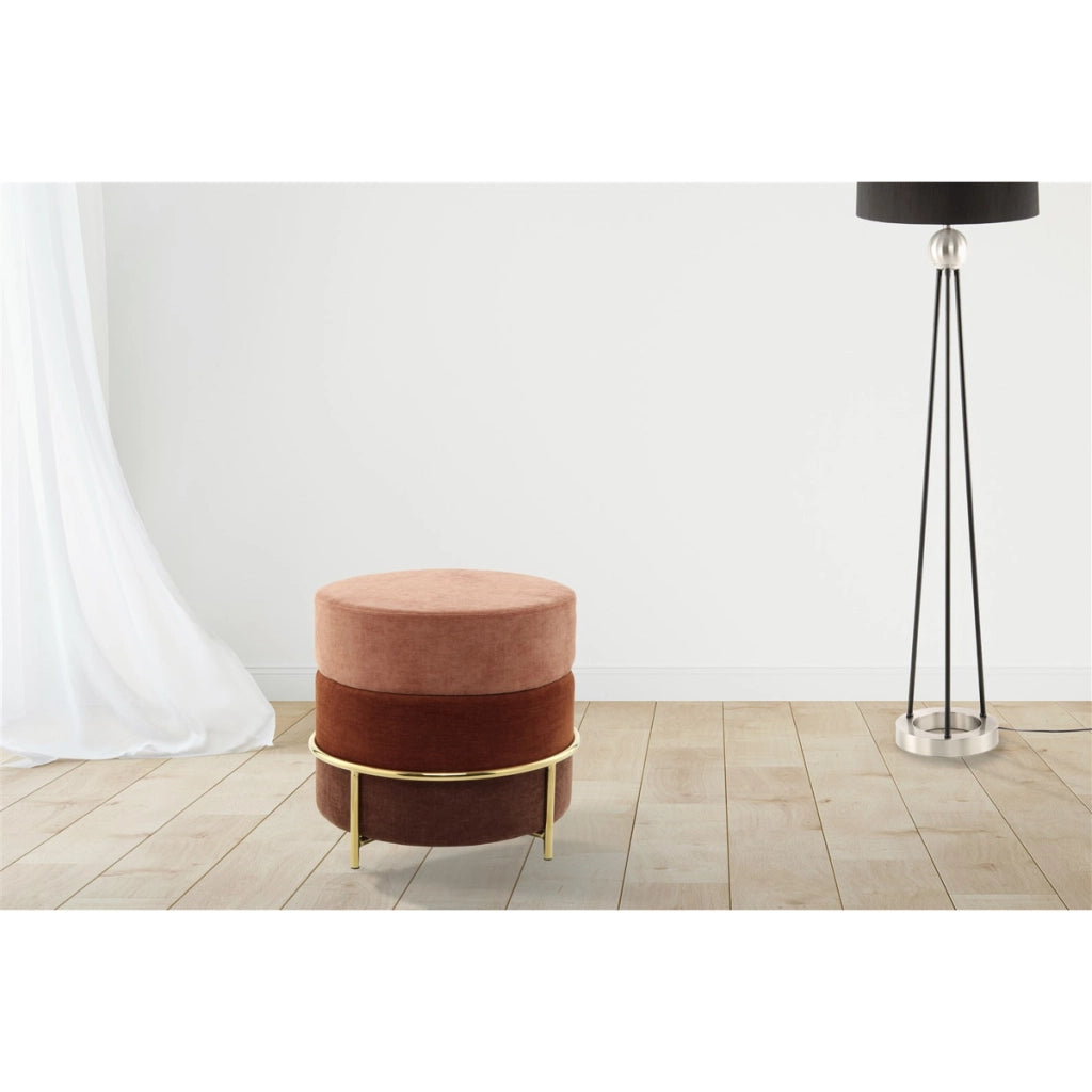 Pouf tondo Matilda 225 in velluto terra e oro