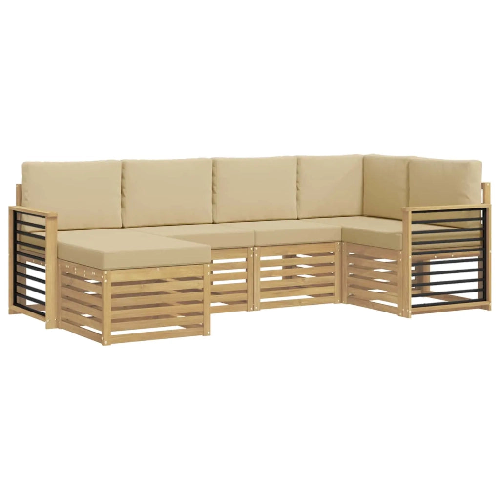 Set di divani da esterno 6 pcs Bianco e Beige Poliestere 3392128