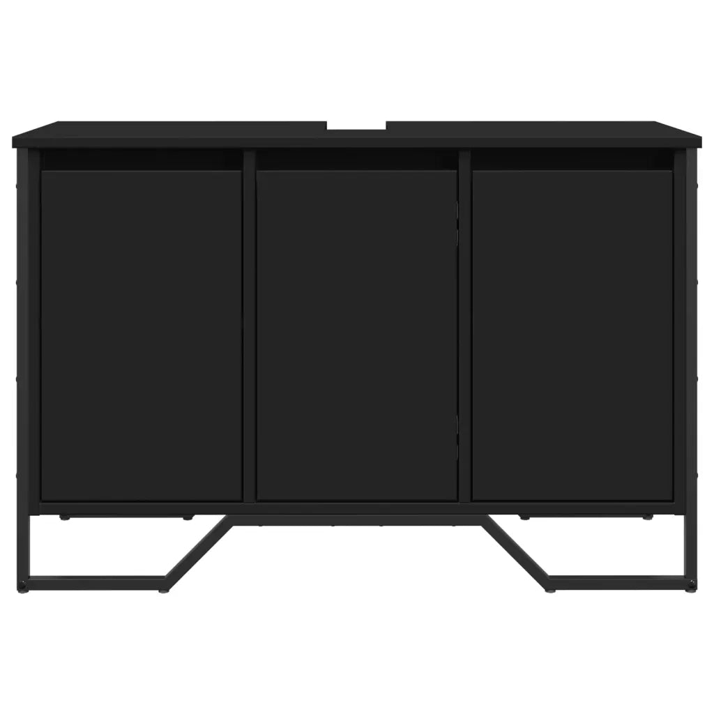 Mobile Lavabo Bagno Nero 91x35x60 cm in Truciolato 848659