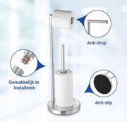 Supporto per Cartucce in Posizione Verticale - RVS 2 in 1 - Adatto per 4 Rotoli di WC