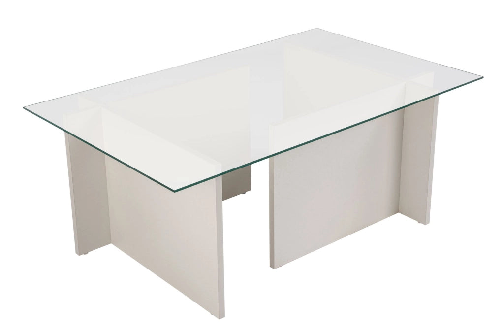 Tavolino in vetro "Vetrino" 105 x 65 x 40 cm - Legno bianco