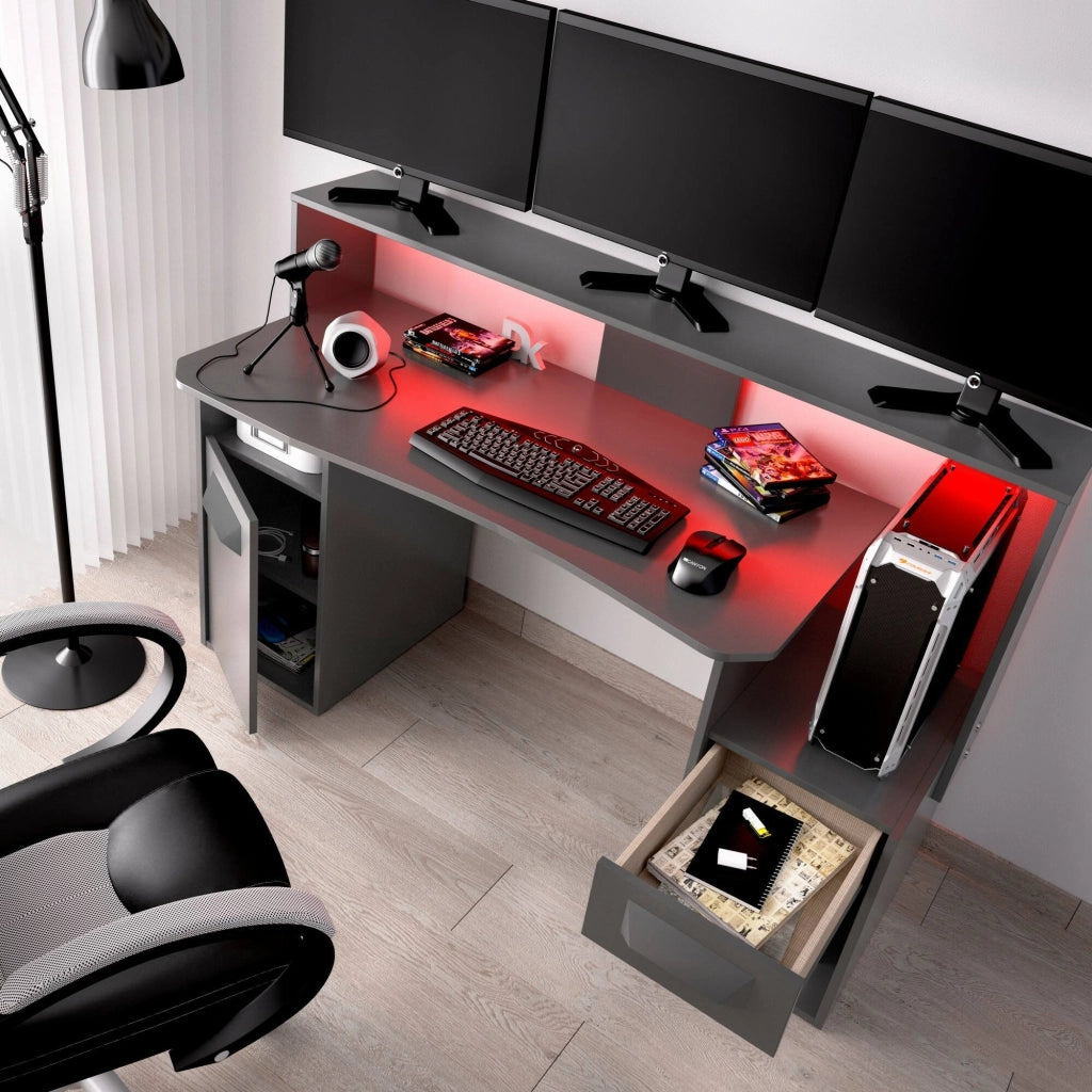 Albertino, Scrivania Modulabile, 154x69x98h cm Nero Antracite