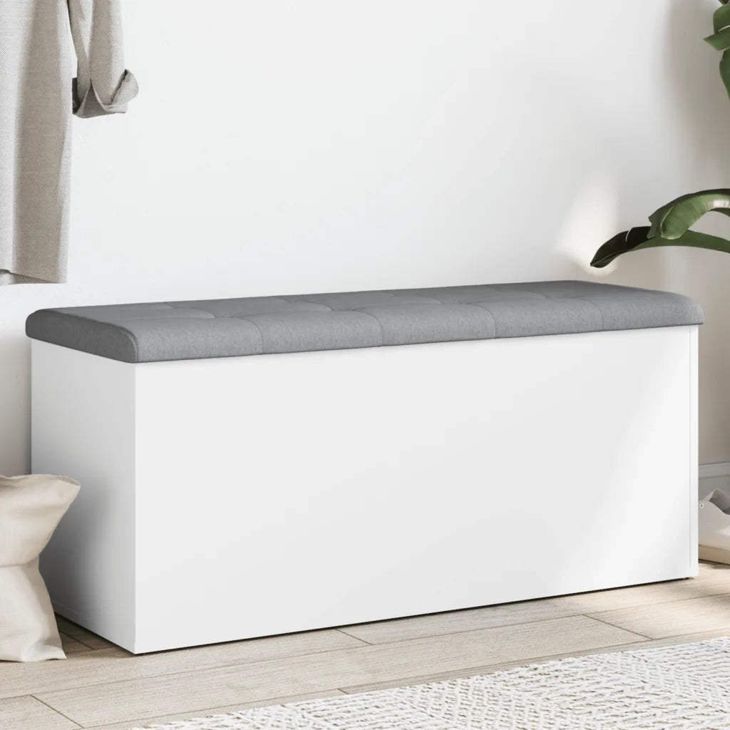 Panca contenitore bianca 102x42x45 cm in legno ingegnerizzato