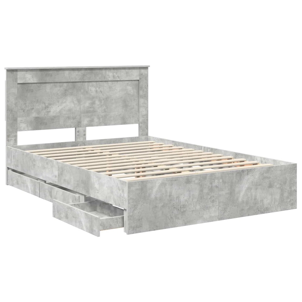 Struttura del letto con cassetto Grigio cemento 140 x 190 cm