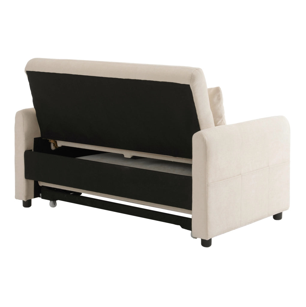 Divano letto 2 posti estraibile con schienale regolabile; USB e porta telefono; beige