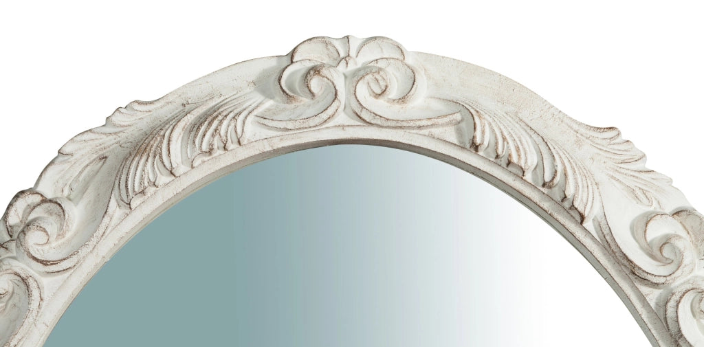 Biscottini Specchiera da parete verticale/orizzontale in legno finitura bianca anticata L78xPR7xH98cm Made in Italy