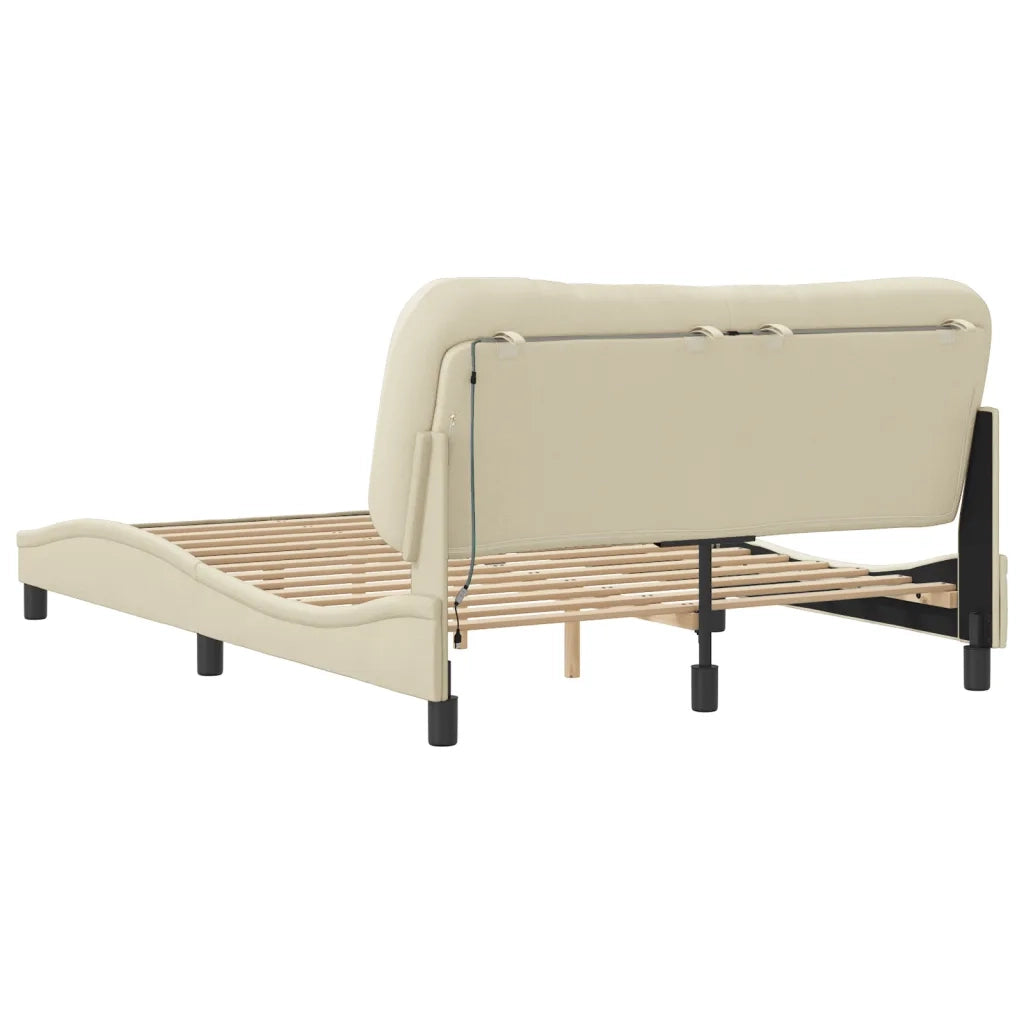 Giroletto con LED senza Materasso-Struttura Letto Hvar Crema 120x200 cm Tessuto