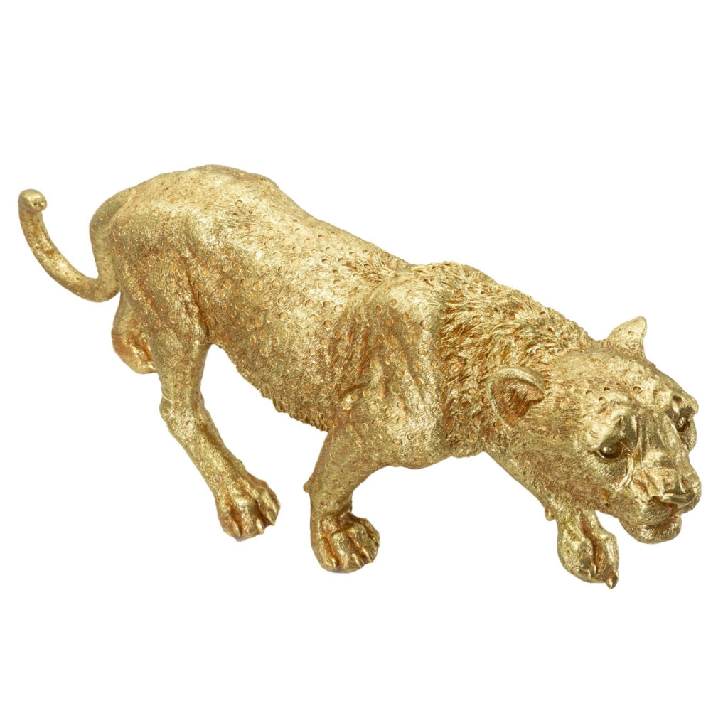 Scultura Pantera, Oro, Poliresina, 89x21x33 cm