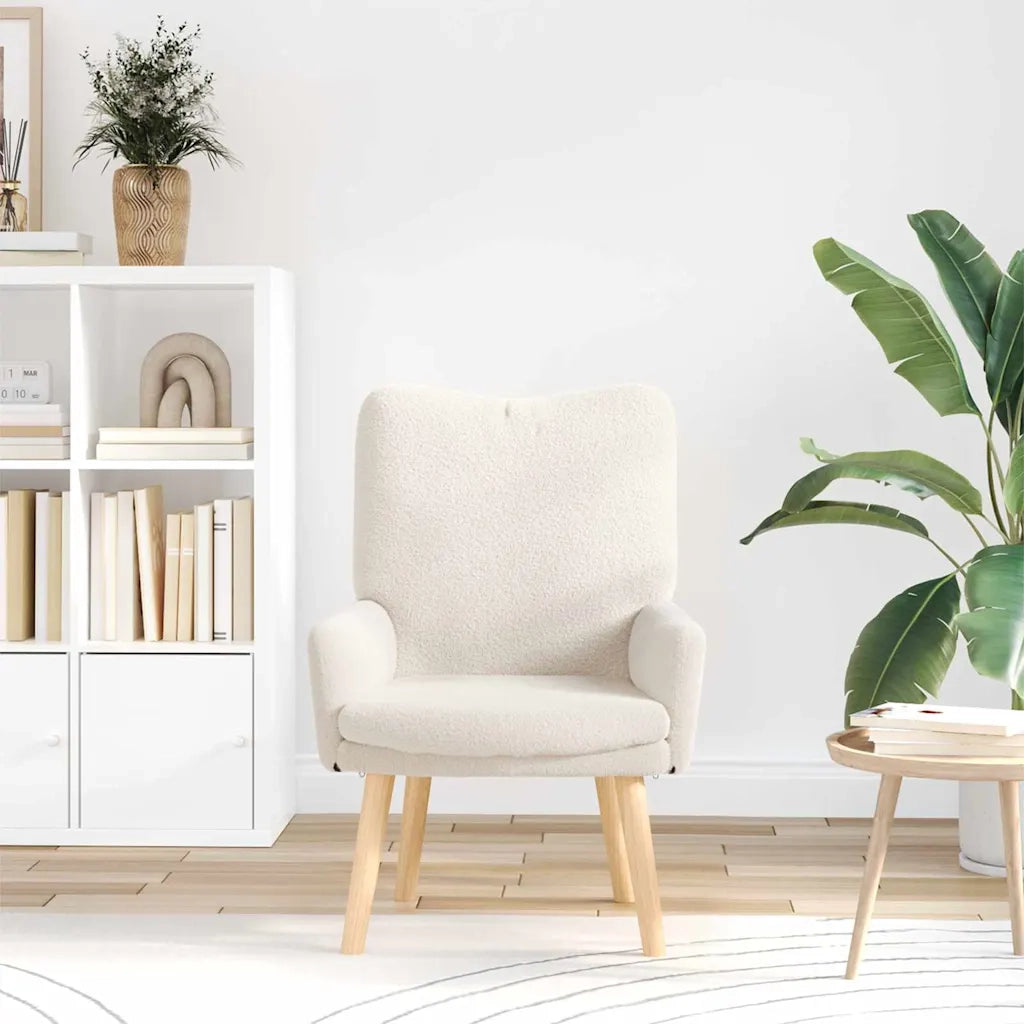 poltrona Crema 63 x 67 x 94 cm Tessuto di Pecora e Plywood 42001790