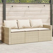 Divano da Giardino con Cuscini a 3 Posti Beige in Polyrattan 366344