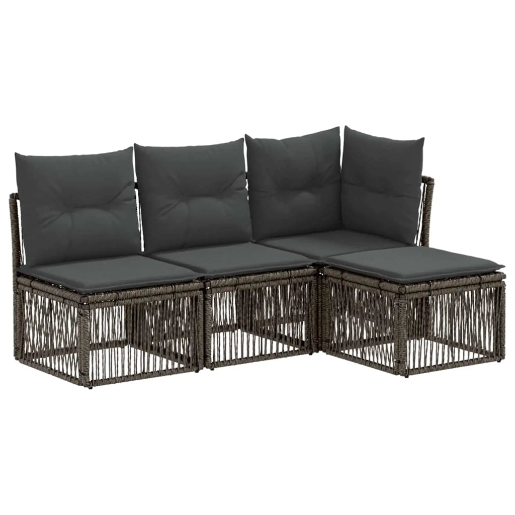 Set Divano da Giardino 4 pcs Grigio polyrattan 3434186