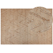 Tappeto in iuta beige con motivo a zigzag beige 160 x 230 cm fatto a mano soggiorno camera da letto stile boho
